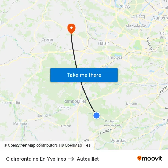 Clairefontaine-En-Yvelines to Autouillet map