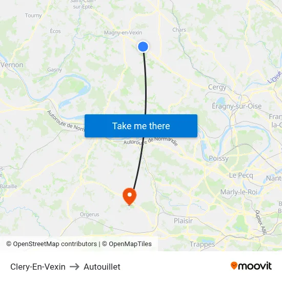 Clery-En-Vexin to Autouillet map