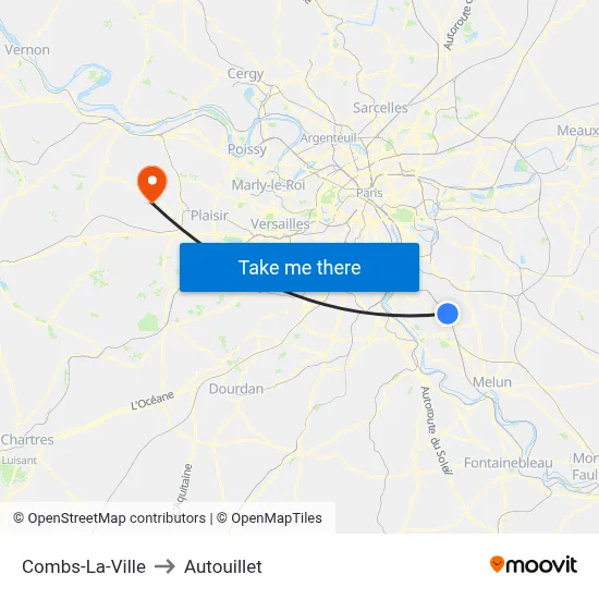 Combs-La-Ville to Autouillet map