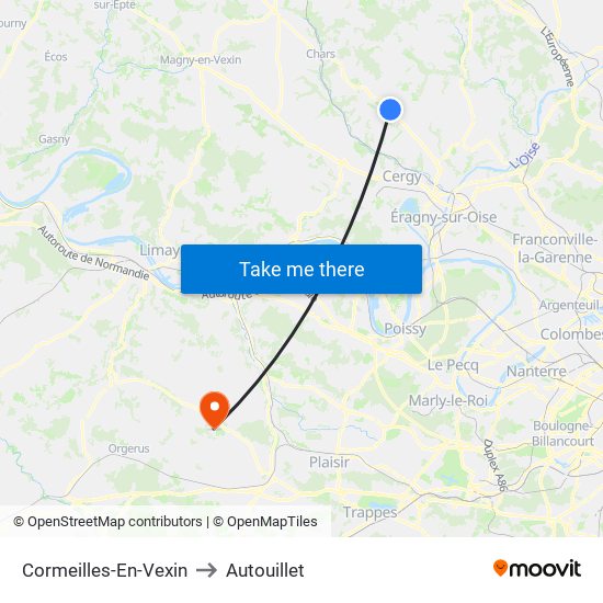 Cormeilles-En-Vexin to Autouillet map