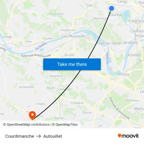 Courdimanche to Autouillet map