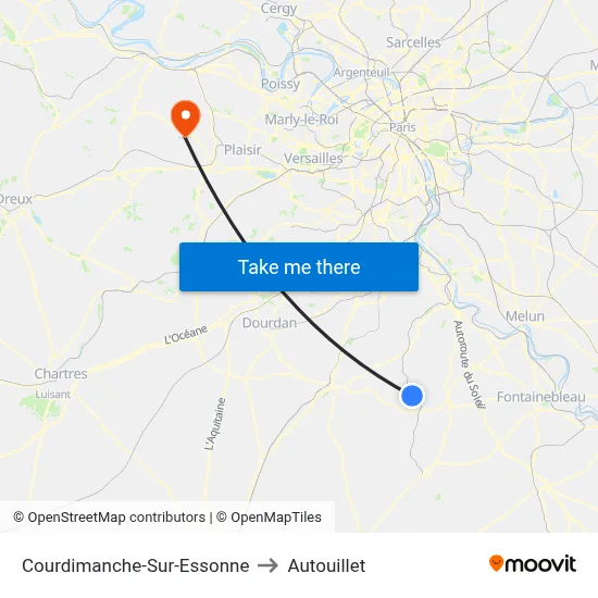 Courdimanche-Sur-Essonne to Autouillet map