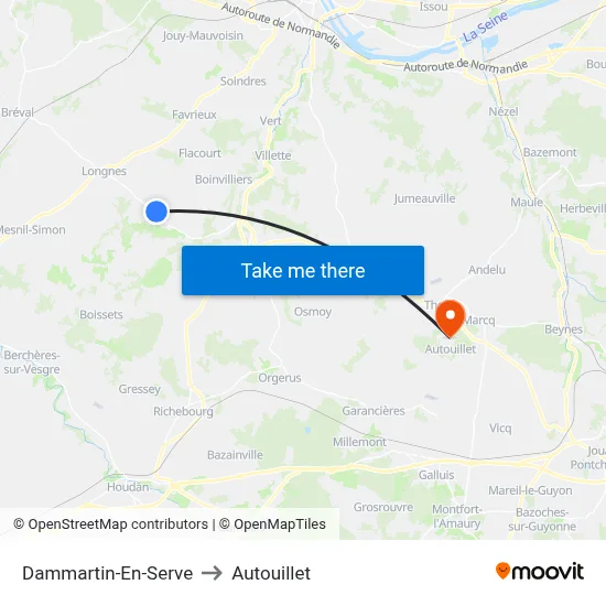 Dammartin-En-Serve to Autouillet map