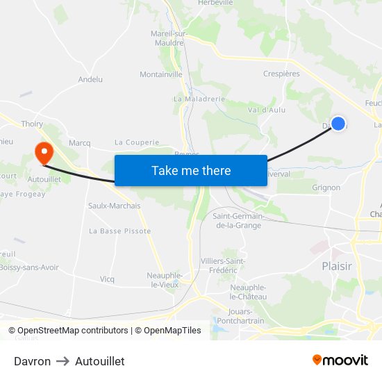 Davron to Autouillet map