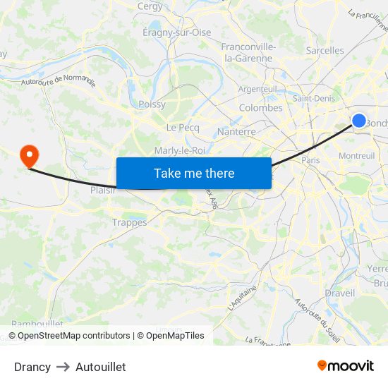 Drancy to Autouillet map