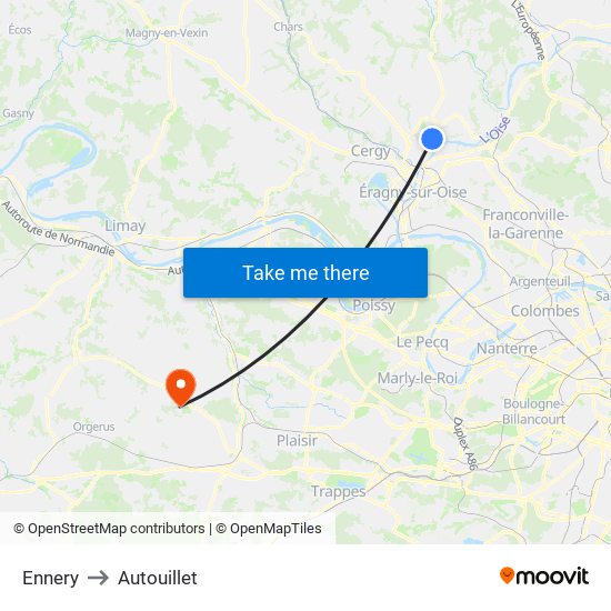 Ennery to Autouillet map