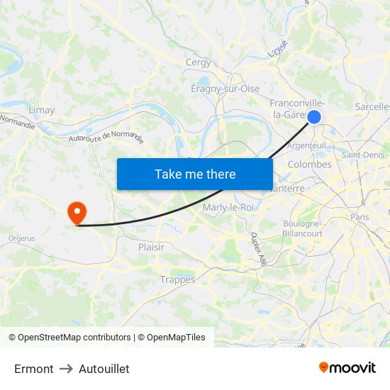 Ermont to Autouillet map