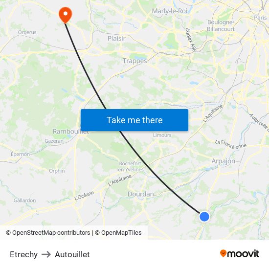 Etrechy to Autouillet map