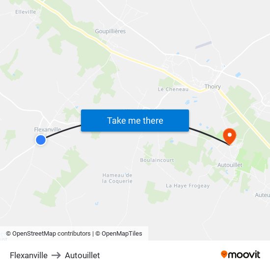 Flexanville to Autouillet map