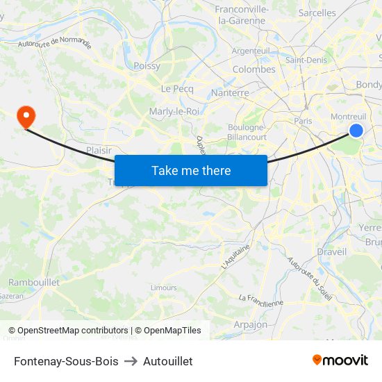 Fontenay-Sous-Bois to Autouillet map