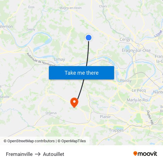 Fremainville to Autouillet map