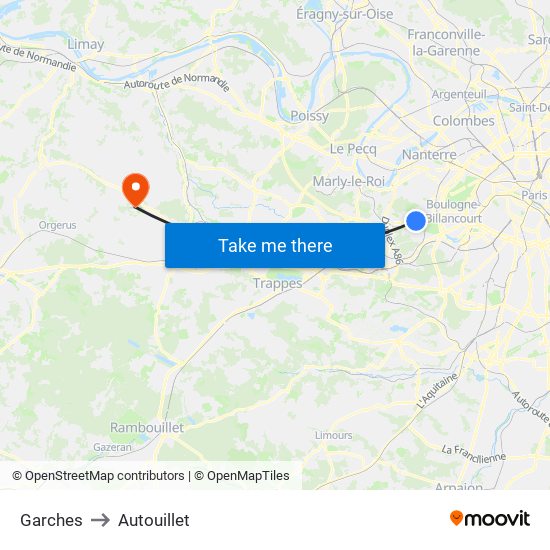 Garches to Autouillet map