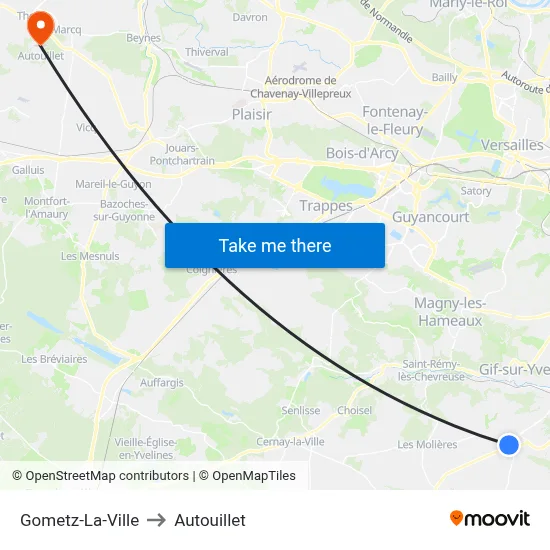 Gometz-La-Ville to Autouillet map