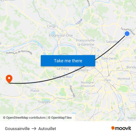 Goussainville to Autouillet map