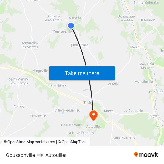 Goussonville to Autouillet map