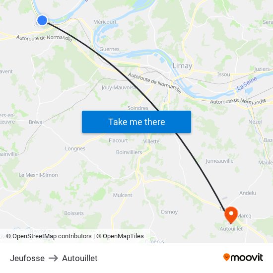 Jeufosse to Autouillet map