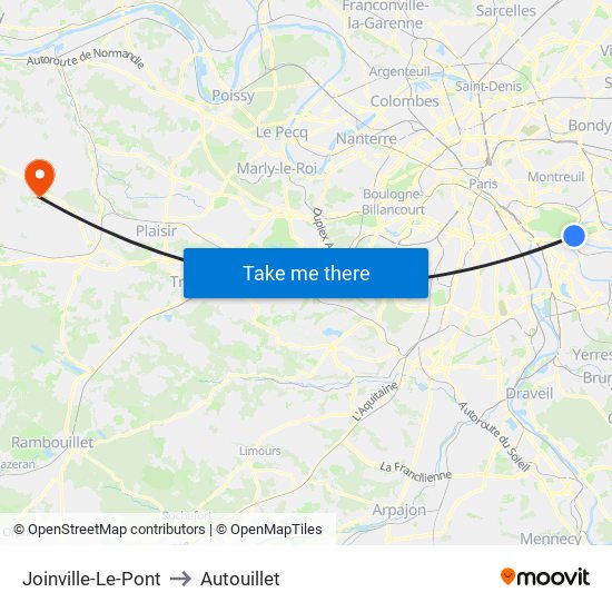 Joinville-Le-Pont to Autouillet map