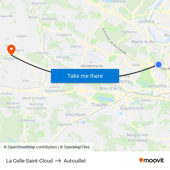 La Celle-Saint-Cloud to Autouillet map