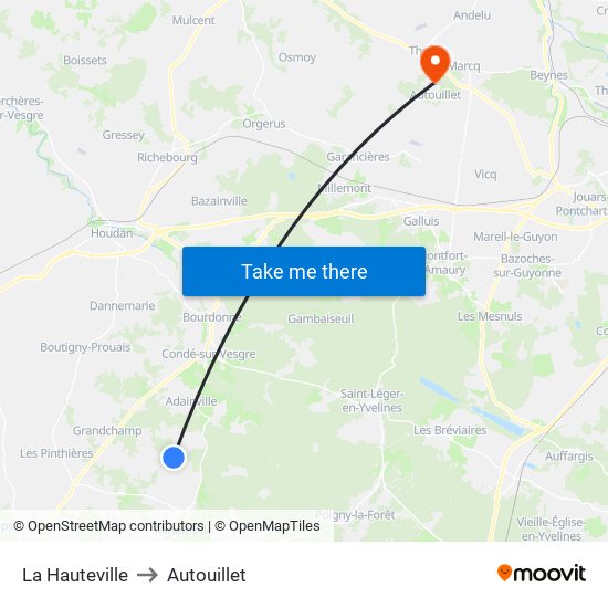 La Hauteville to La Hauteville map