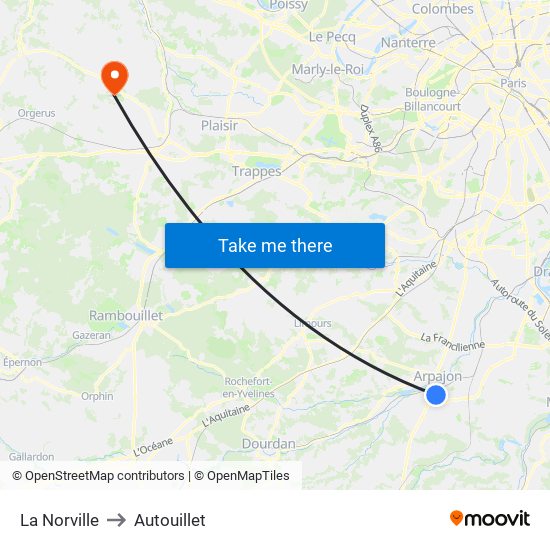 La Norville to Autouillet map