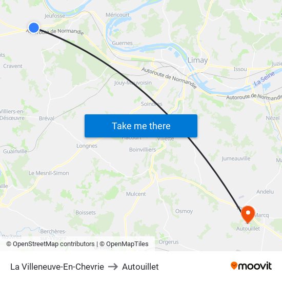 La Villeneuve-En-Chevrie to Autouillet map