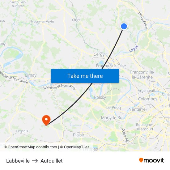 Labbeville to Autouillet map