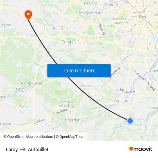 Lardy to Autouillet map