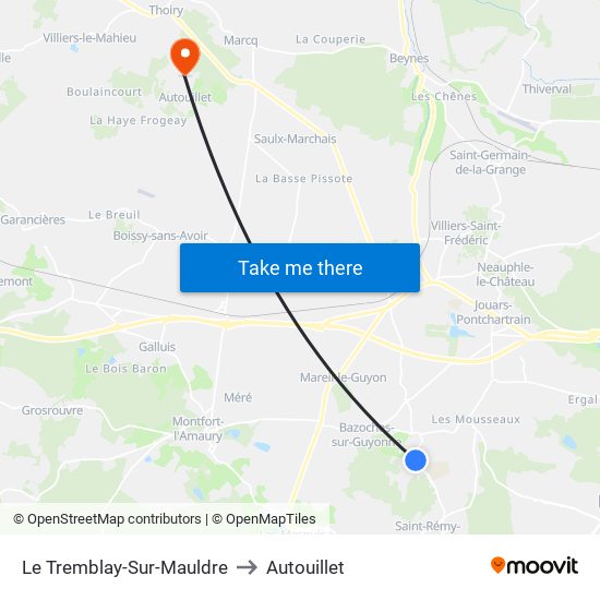 Le Tremblay-Sur-Mauldre to Autouillet map