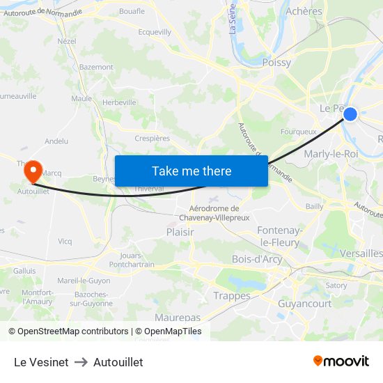 Le Vesinet to Autouillet map