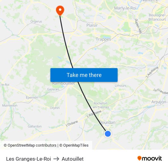 Les Granges-Le-Roi to Autouillet map