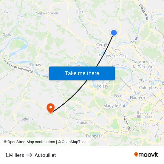 Livilliers to Autouillet map