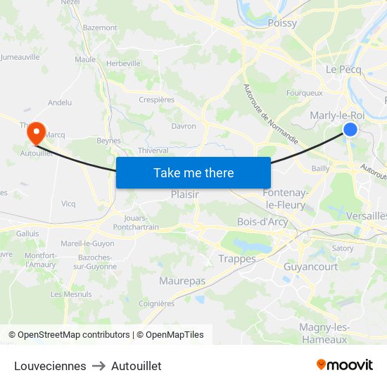 Louveciennes to Autouillet map