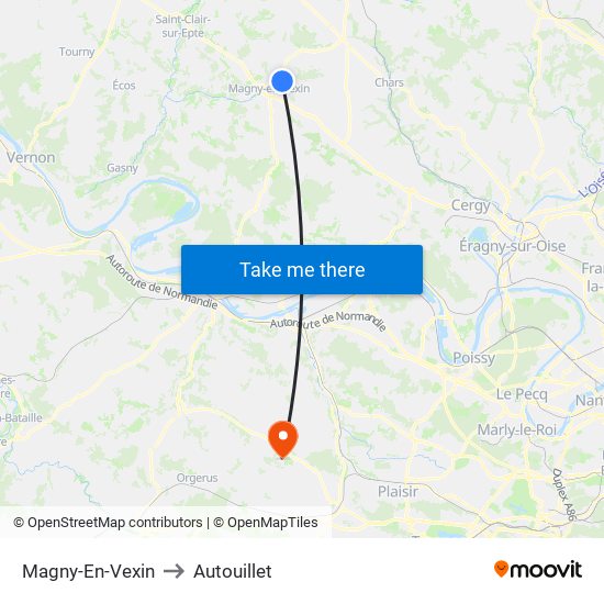 Magny-En-Vexin to Autouillet map