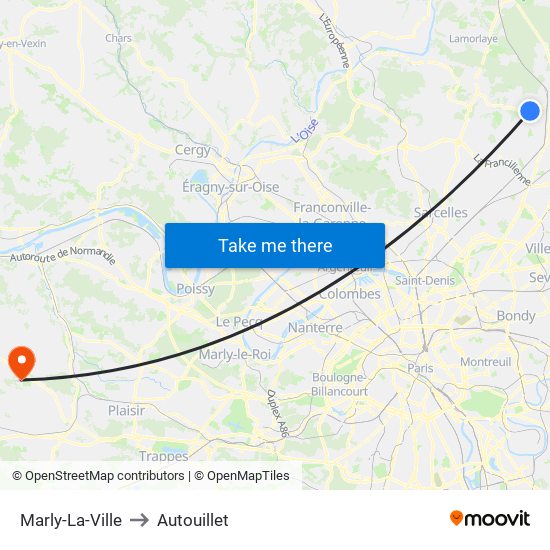 Marly-La-Ville to Autouillet map