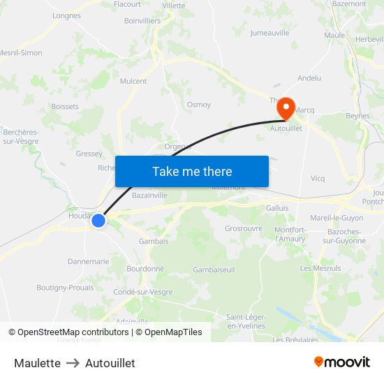 Maulette to Autouillet map