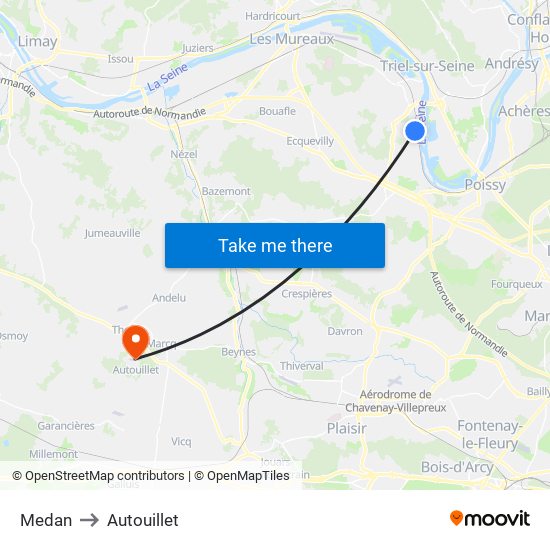 Medan to Autouillet map