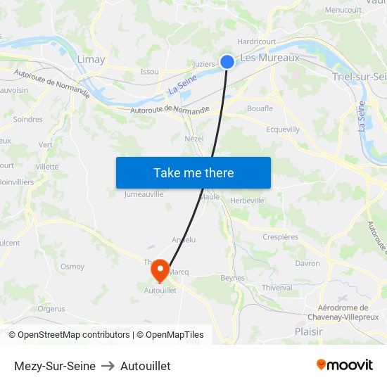 Mezy-Sur-Seine to Autouillet map