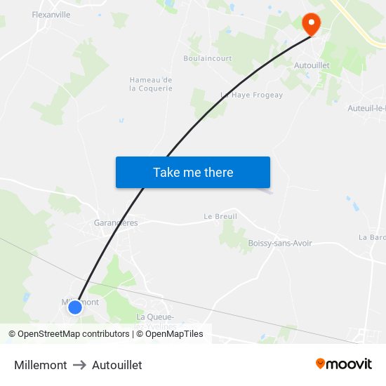 Millemont to Autouillet map