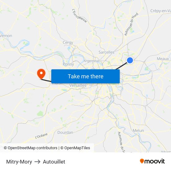 Mitry-Mory to Autouillet map