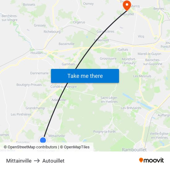 Mittainville to Autouillet map