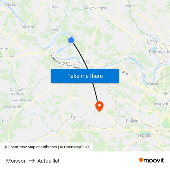 Moisson to Autouillet map