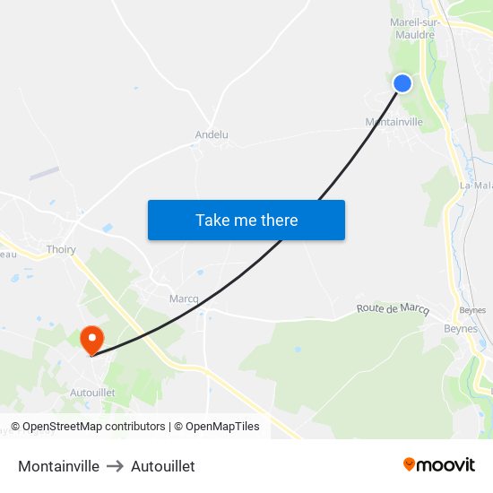 Montainville to Autouillet map