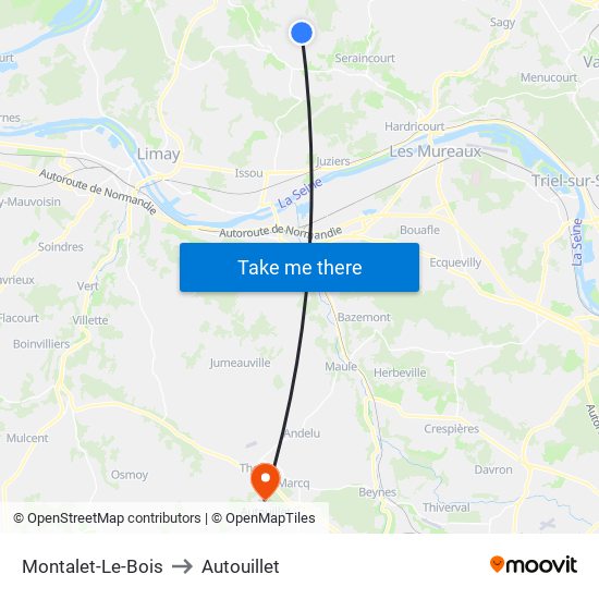 Montalet-Le-Bois to Autouillet map
