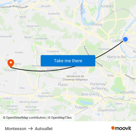 Montesson to Autouillet map