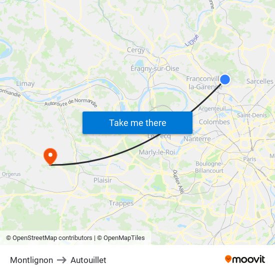 Montlignon to Autouillet map