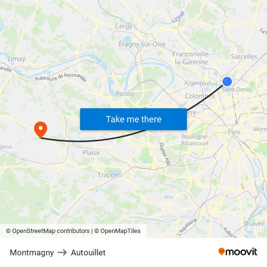 Montmagny to Autouillet map