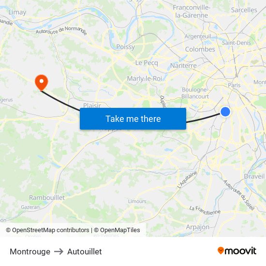 Montrouge to Autouillet map