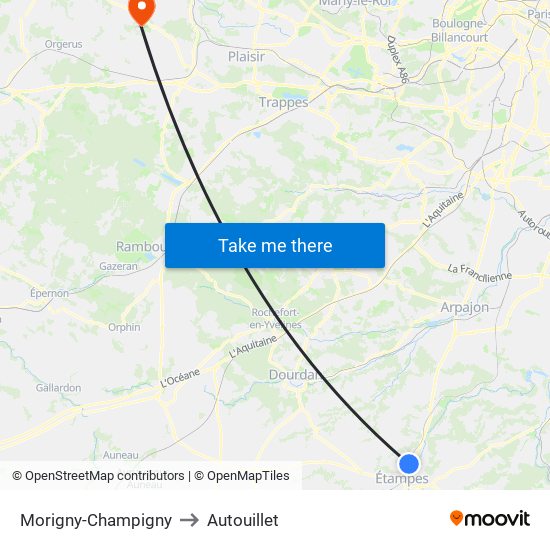 Morigny-Champigny to Autouillet map