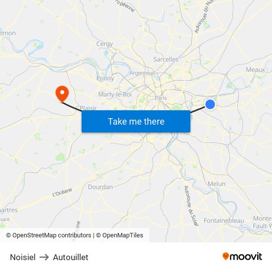 Noisiel to Autouillet map