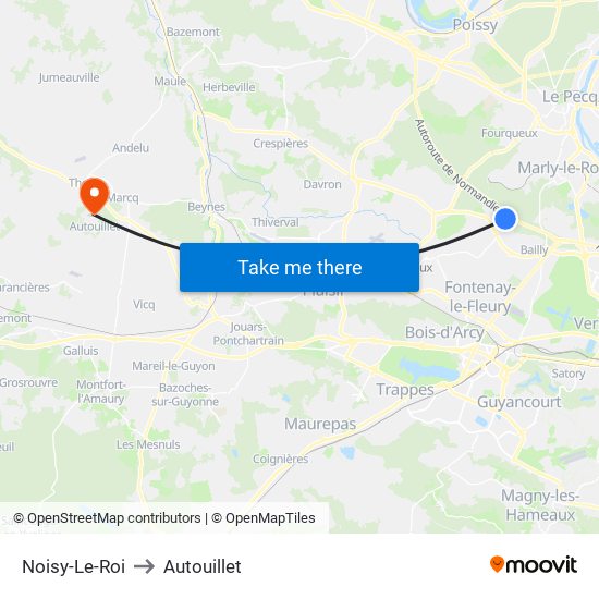 Noisy-Le-Roi to Autouillet map